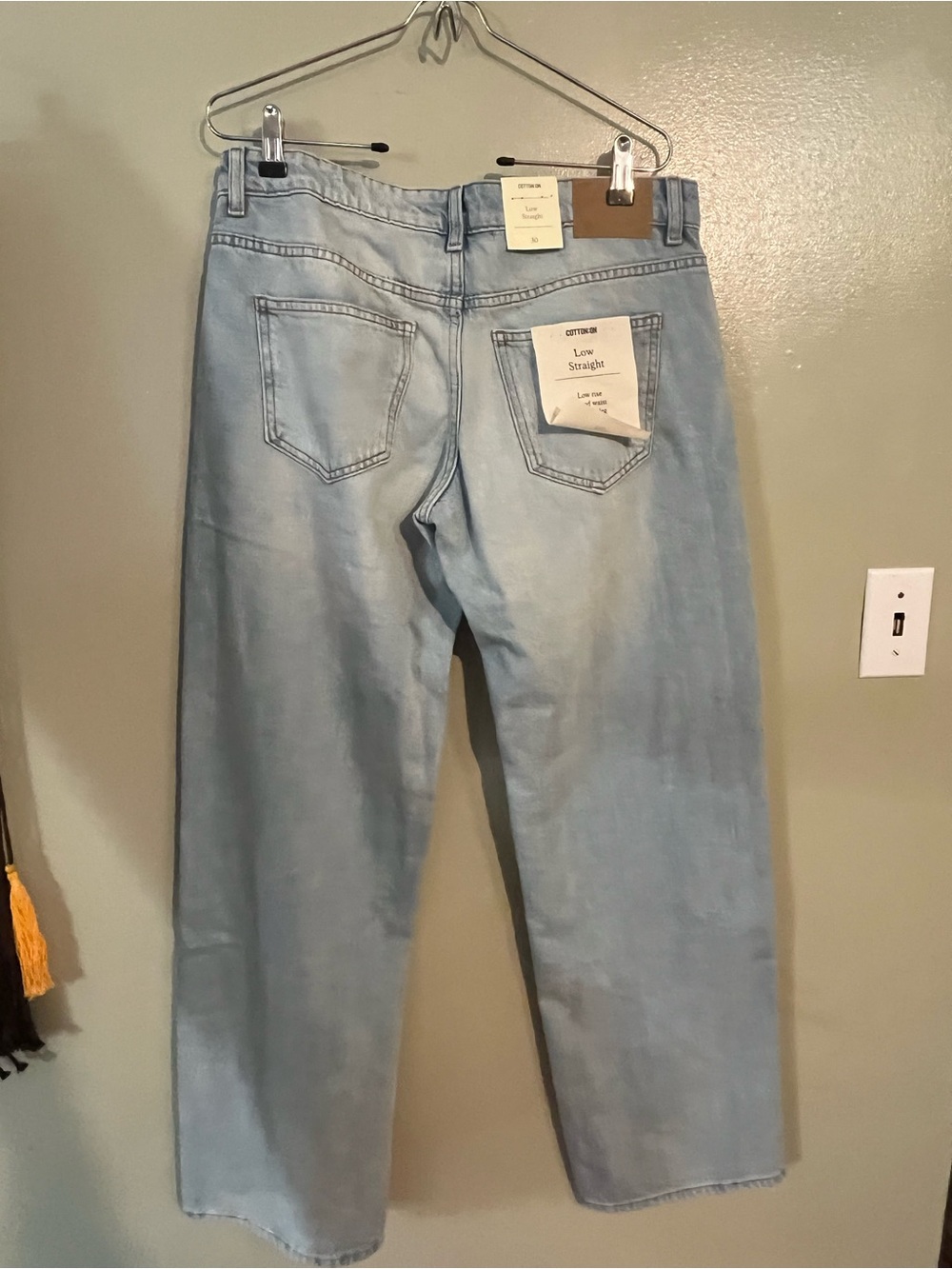 Cotton On Womens  Light Blue Straight Leg Low Rise Baggy Look Jena 30/33 NWT